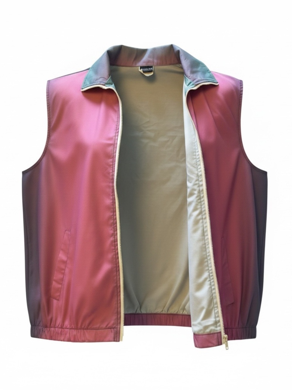 Vintage 80’s Jantzen Dusty Rose to Sage Ombre Zip Up Windbreaker Style Vest